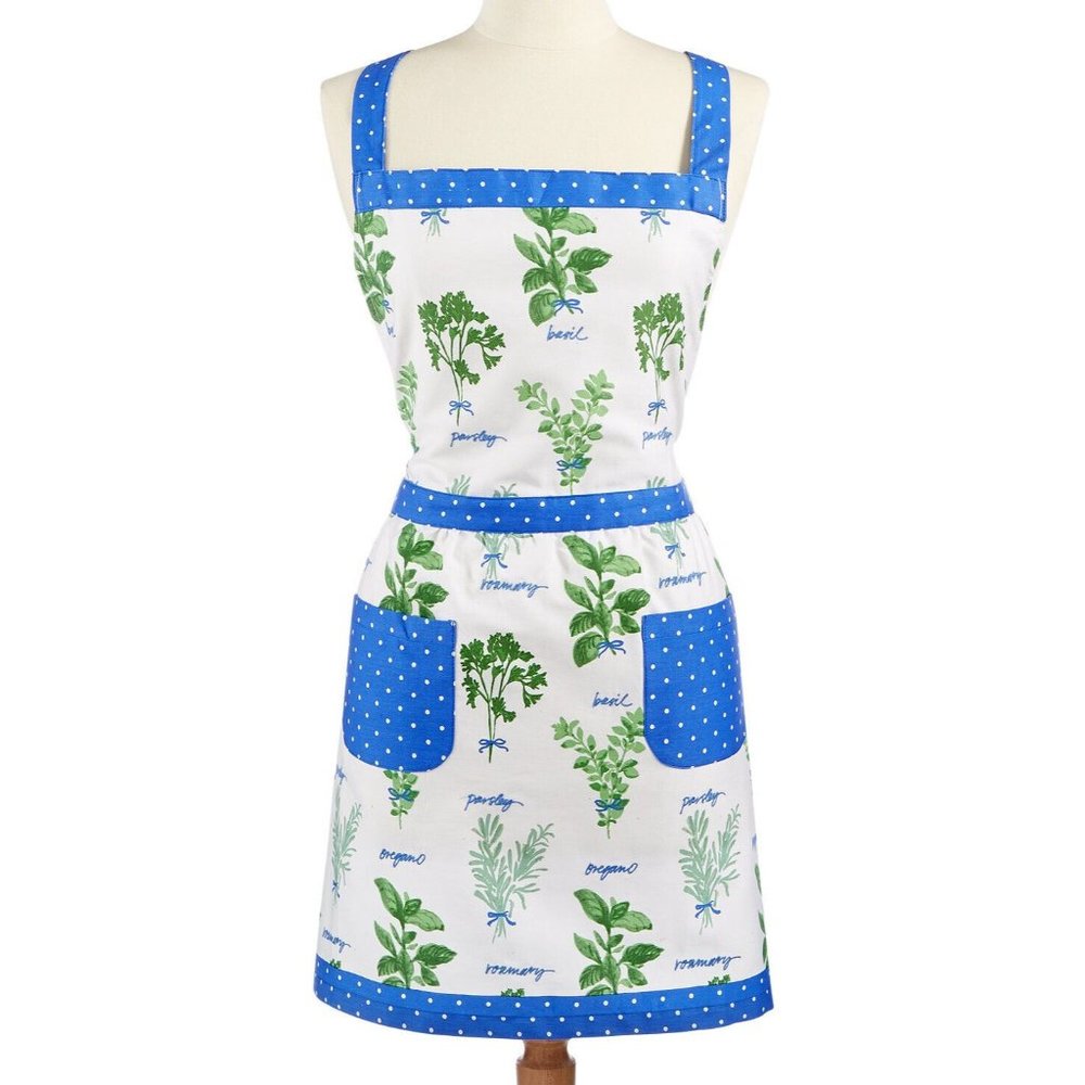 Martha Stewart Kitchen Chef Apron 100% Cotton "Fresh Picked Herbs"